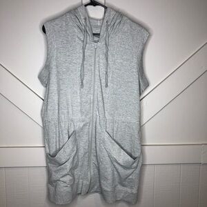 Freedom Fit Full Zip Long Hoodie Athletic Casual Vest Gray